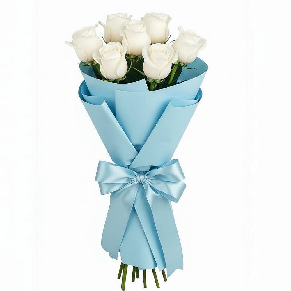 Букет 7 белых роз Проуд в Индустриальный Краснодар