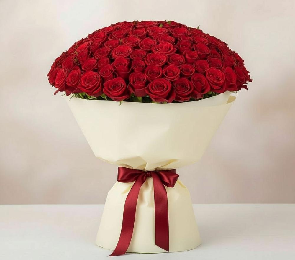 Букет 101 Красная роза Милано в Индустриальный Краснодар