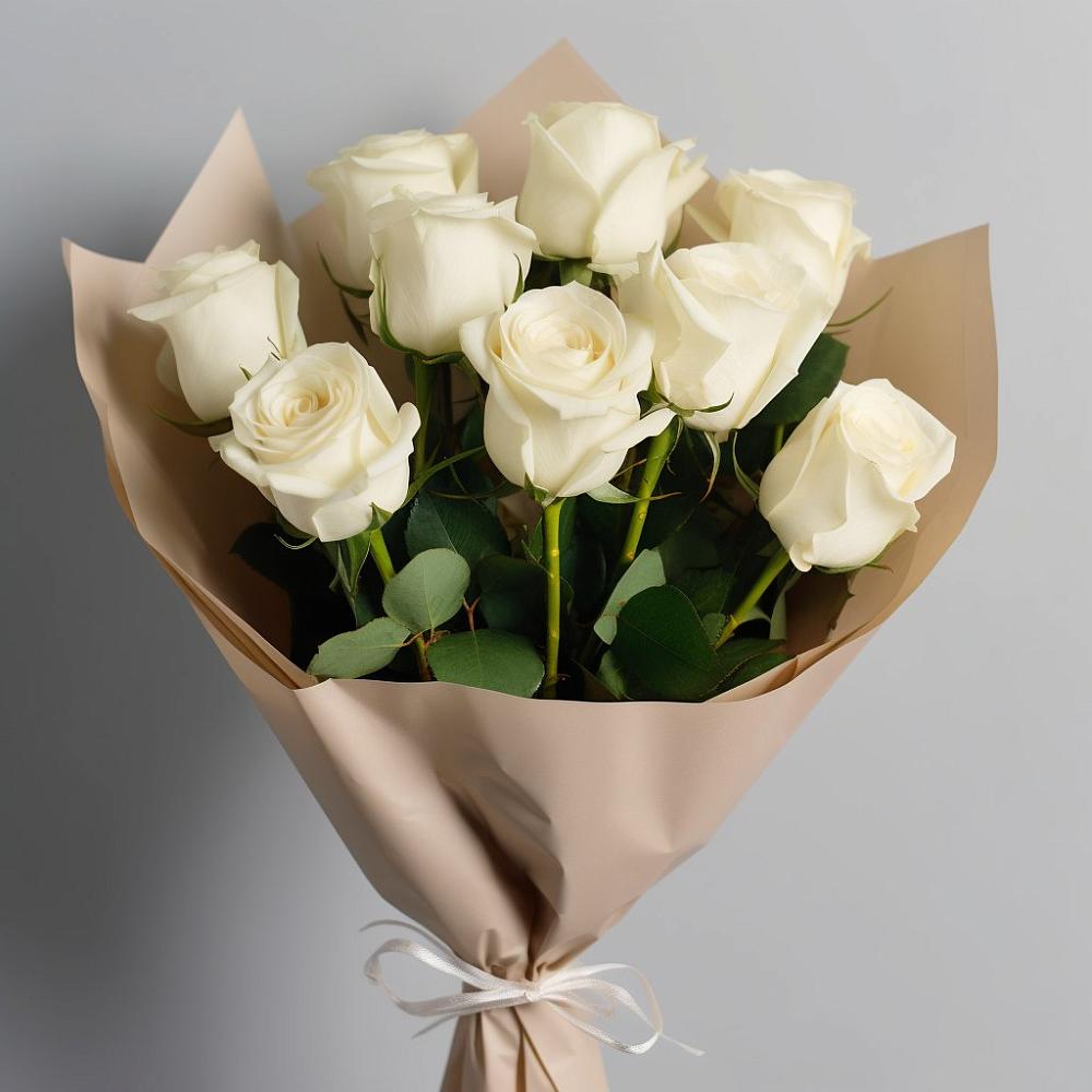 Букет 9 Белых роз Эдлесс Лав в Индустриальный Краснодар