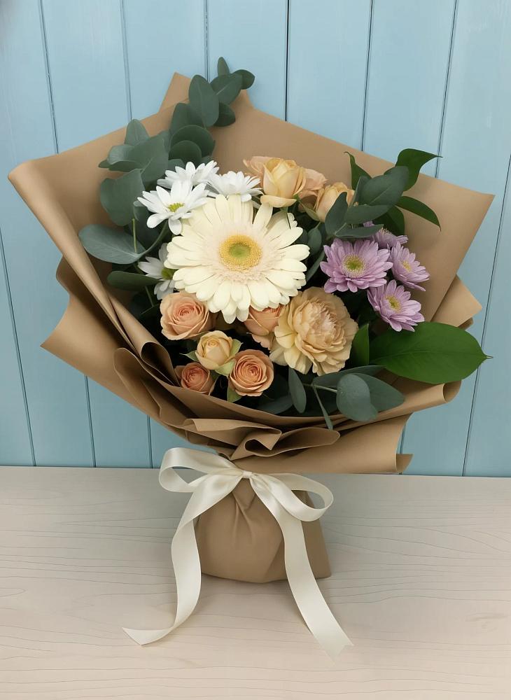 Букет цветов из: Герберы и Хризантемы в Индустриальный Краснодар