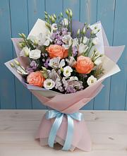 Букет цветов из:  Лизиантусы, Розы, Альстромерии и Гипсофила #REPLACE_PRED# Индустриальный Краснодар