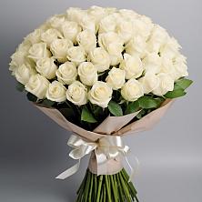 Букет 101 беля роза Белоснежка в Индустриальный Краснодар