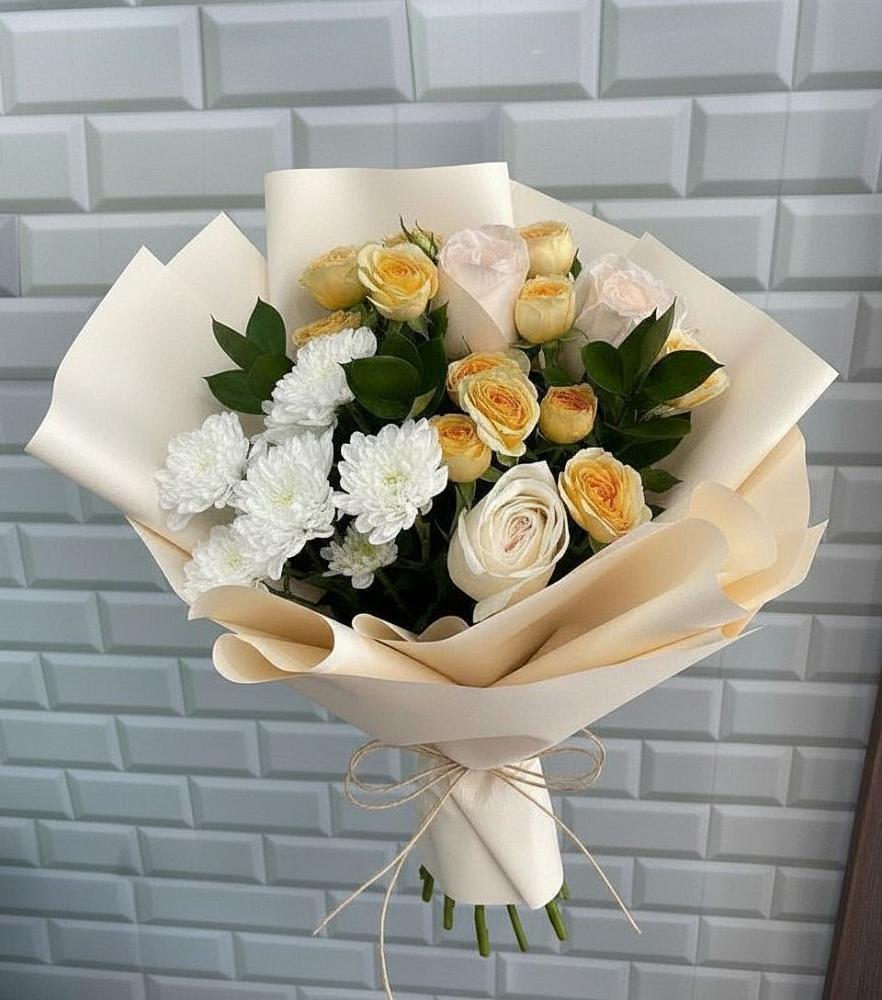 Букет цветов из: Розы и Хризантемы в Индустриальный Краснодар