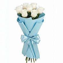 Букет 7 белых роз Проуд в Индустриальный Краснодар