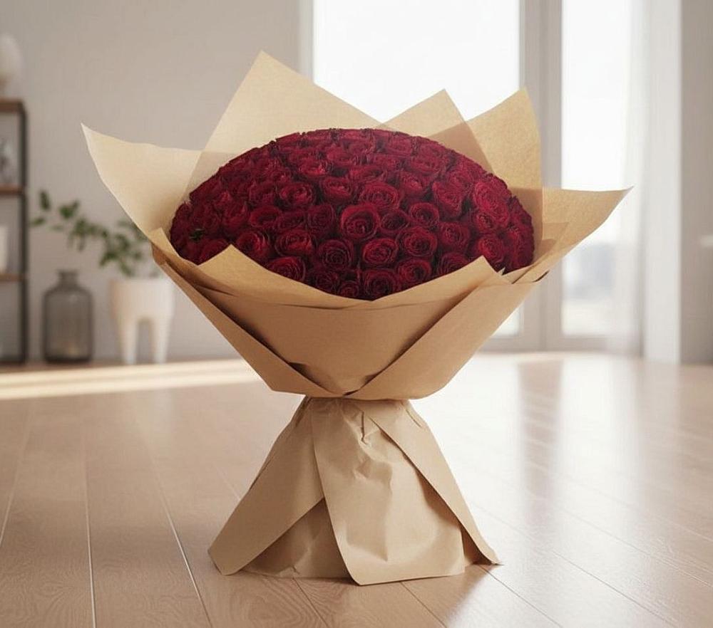Букет 101 Красная роза в Индустриальный Краснодар