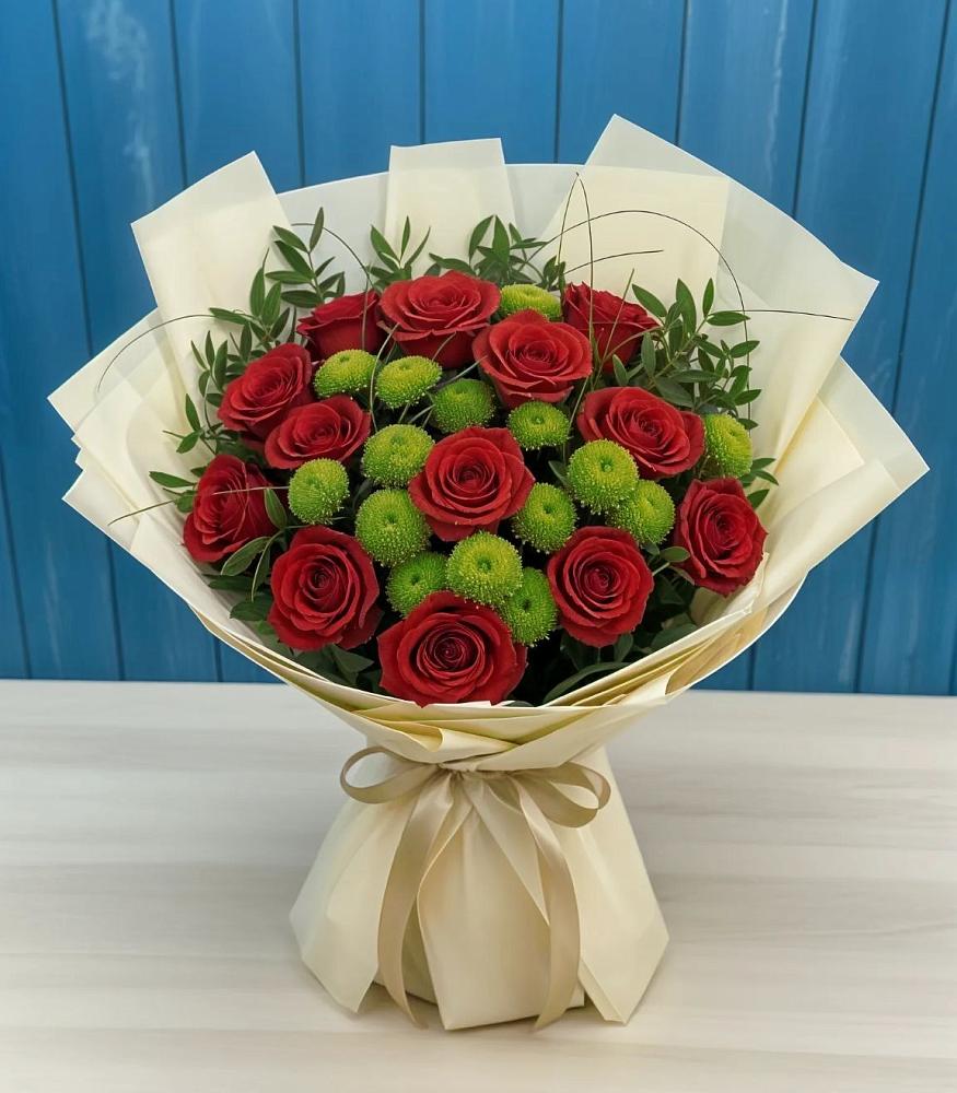 Букет цветов из: Розы и Хризантемы в Индустриальный Краснодар